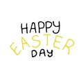 Vetor fhrase `Happy easter day`, black and gold lettering isolated on the white background, hand drawning